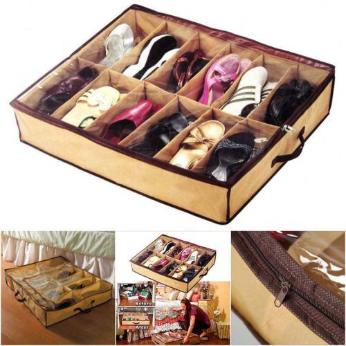 Shoe Organizers 12 Cells Under bed Bag